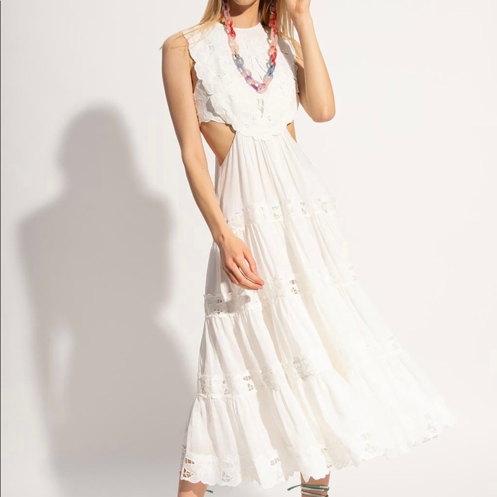 Zimmermann Cassia Yoke Dress White Linen (AU 2)